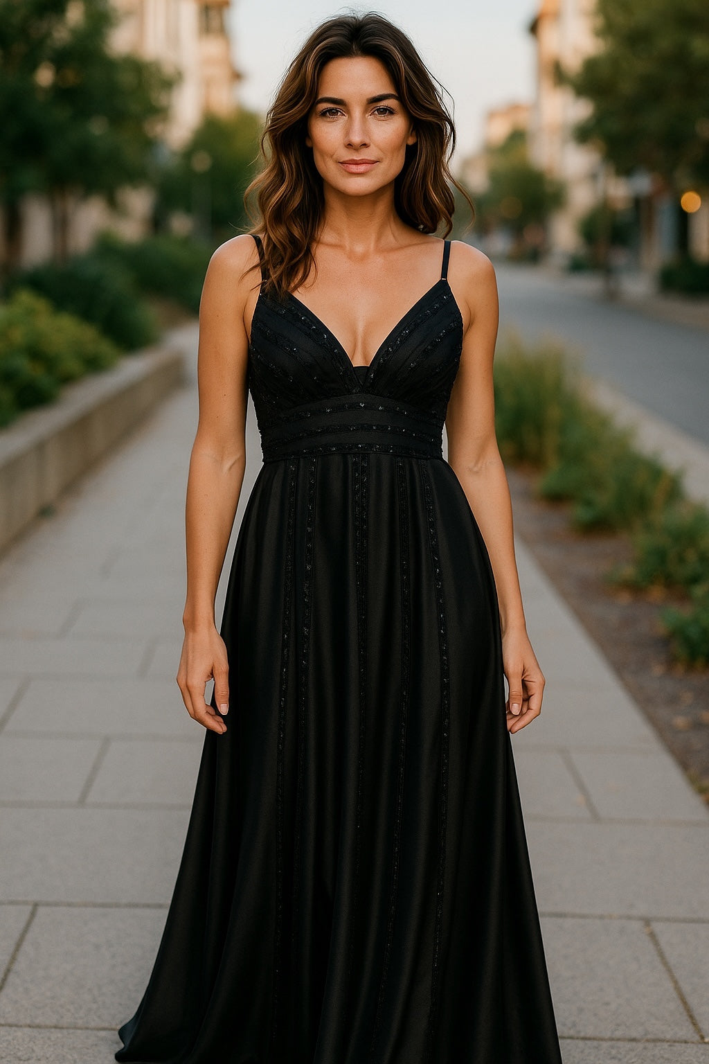 Robe de Soirée "Orchidée" by Amircouture : Élégance et Raffinement en Satin Noir